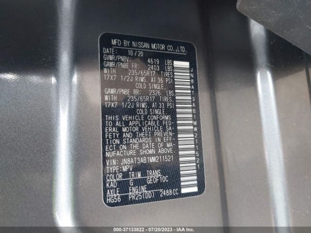 JN8AT3AB1MW211521 Nissan ROGUE S