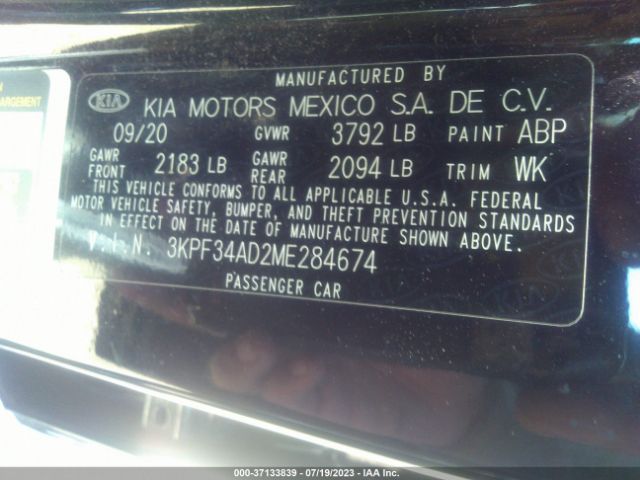3KPF34AD2ME284674 KIA Forte Gt-line