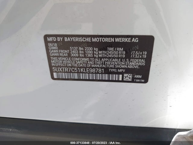 BMW X3 Sdrive30i 2019 аукцион фото