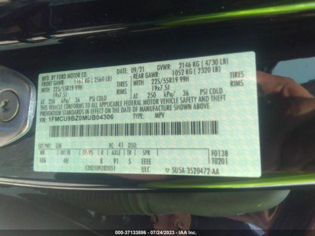 1FMCU9BZ0MUB04306 Ford Escape Se Hybrid