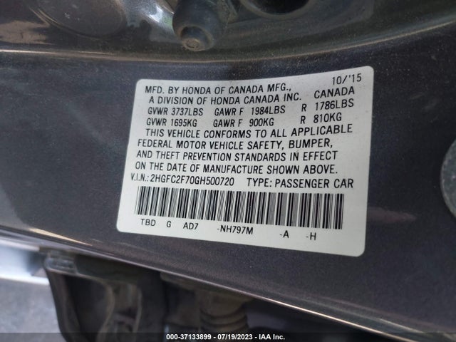 Honda Civic Sedan Ex 2016 2HGFC2F70GH500720 Image 9