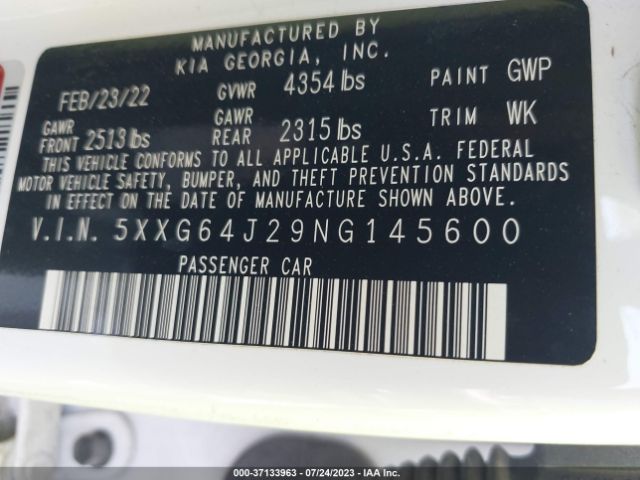 5XXG64J29NG145600 KIA K5 Gt-line