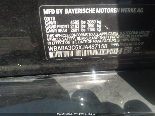 WBA8A3C5XJA487158 BMW 3 Series 320i Xdrive