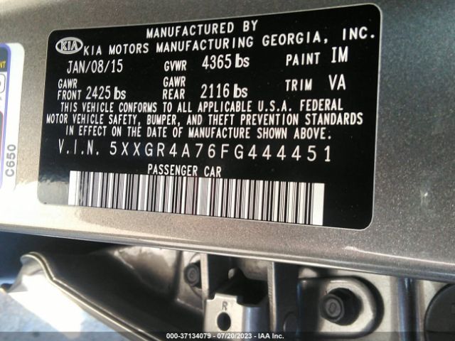 5XXGR4A76FG444451 KIA OPTIMA SX