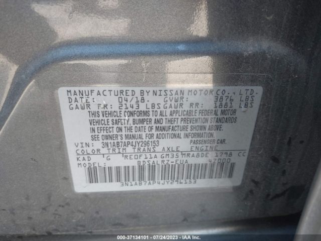 3N1AB7AP4JY296153 Nissan SENTRA SR
