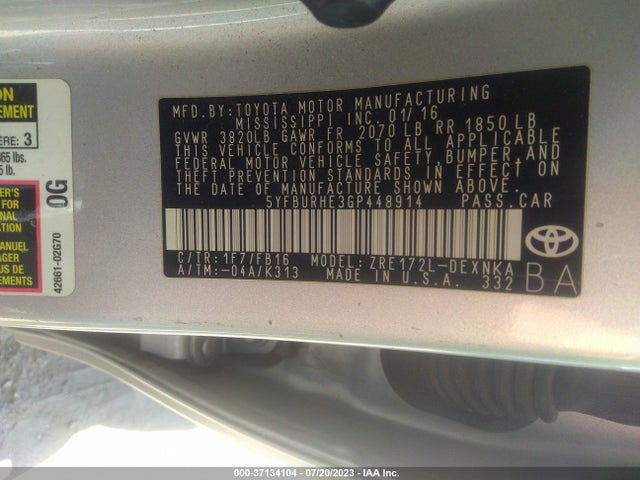 Toyota Corolla L/le/s/s Plus/le Plus 2016 5YFBURHE3GP448914 Image 15