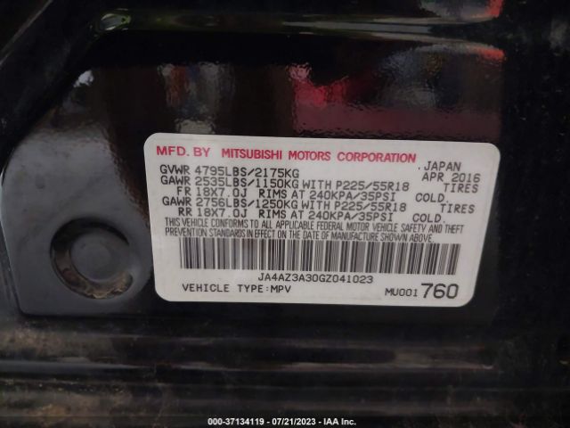 JA4AZ3A30GZ041023 Mitsubishi Outlander Es