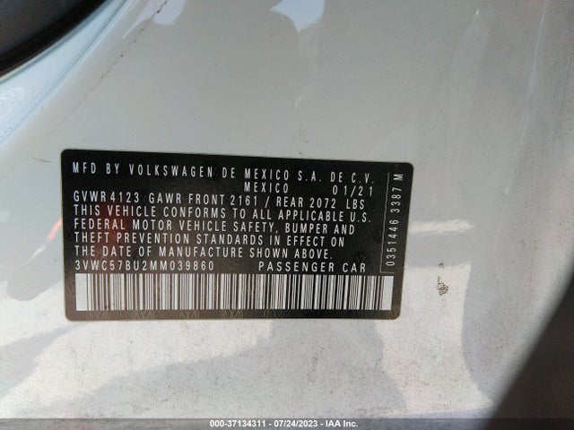 3VWC57BU2MM039860 Volkswagen Jetta S/se/r-line