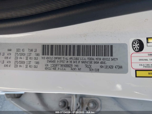 RAM 1500 Big Horn/lone Star 2019 1C6SRFFT0KN688629 Image 9