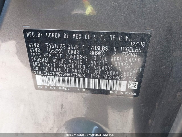 Honda FIT EX 2017 3HGGK5G72HM703408 Image 15