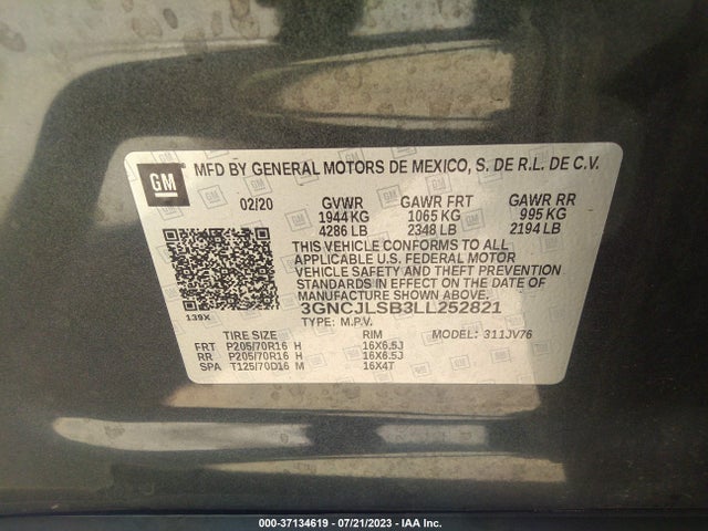 Chevrolet Trax Lt 2020 3GNCJLSB3LL252821 Image 9