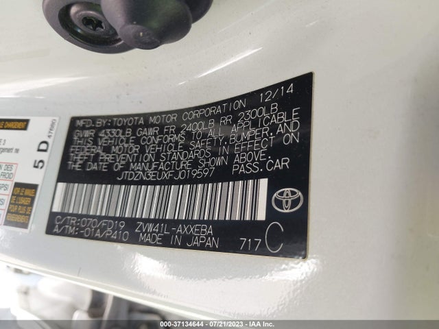 Toyota Prius V Two/five/three/four 2015 JTDZN3EUXFJ019597 Image 15