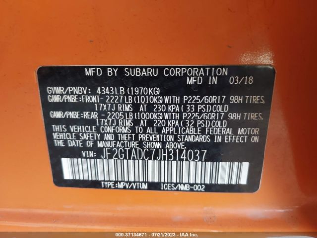 JF2GTADC7JH314037 Subaru Crosstrek Premium