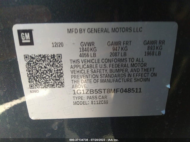 Chevrolet MALIBU LS 2021 1G1ZB5ST8MF048511 Image 9