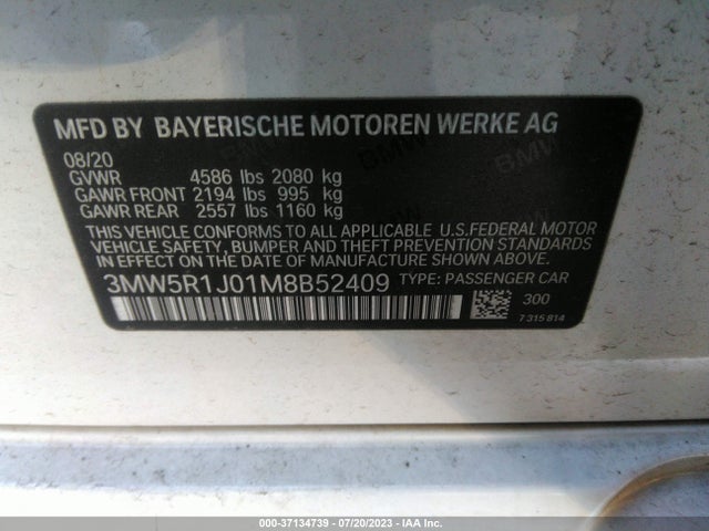 BMW 3 Series 330i 2021 3MW5R1J01M8B52409 Image 9