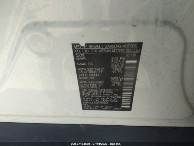 KNMAT2MV3KP511662 Nissan ROGUE SV