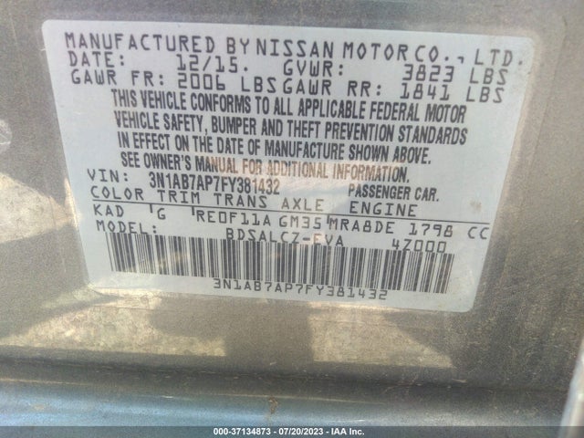 Nissan SENTRA S 2015 3N1AB7AP7FY381432 Image 16
