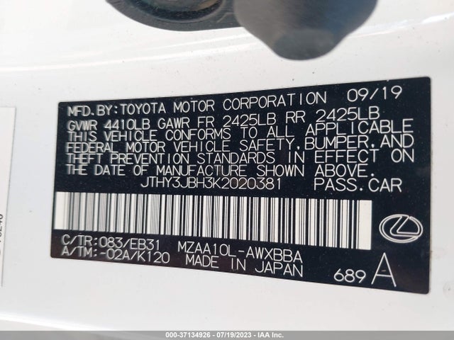 JTHY3JBH3K2020381 Lexus Ux Ux 200