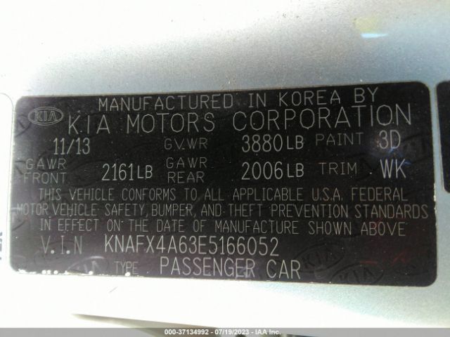 KNAFX4A63E5166052 KIA FORTE LX