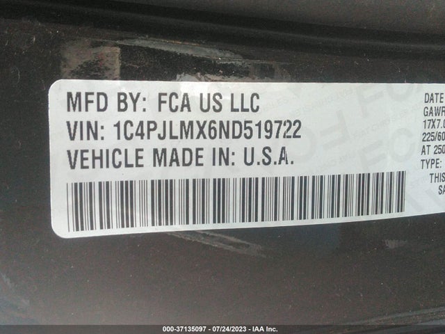 1C4PJLMX6ND519722 Jeep Cherokee Latitude Lux