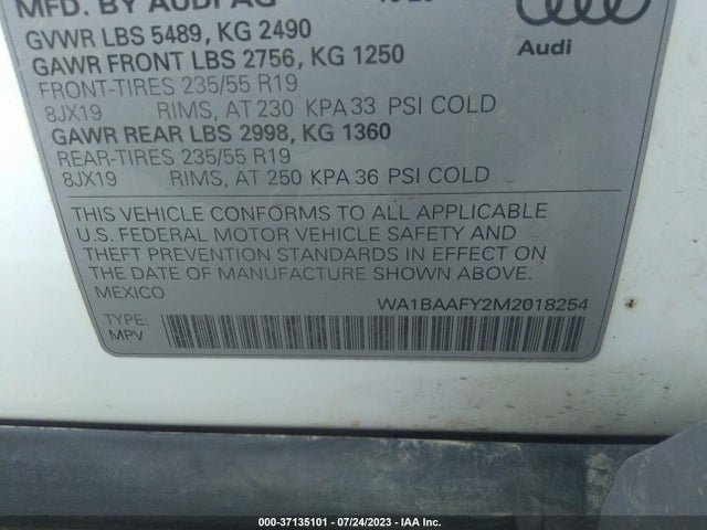 WA1BAAFY2M2018254 Audi Q5 Premium Plus