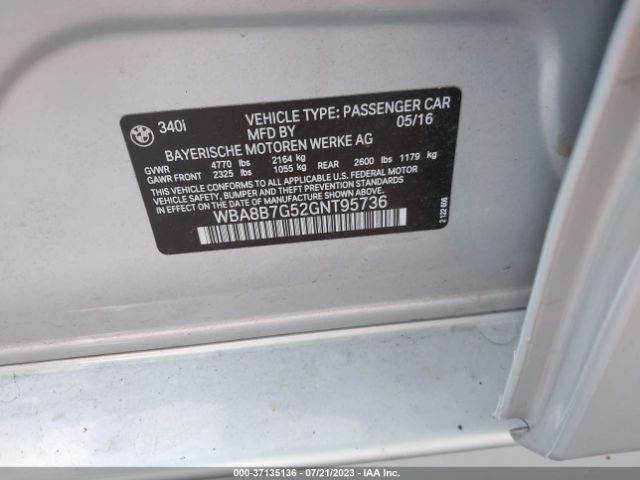 WBA8B7G52GNT95736 BMW 3 Series 340i Xdrive