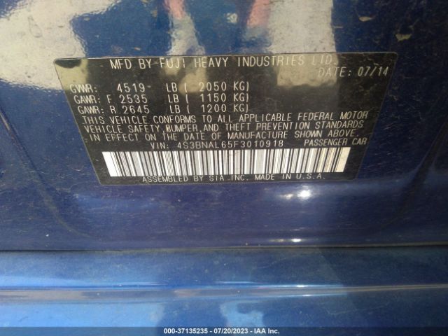 4S3BNAL65F3010918 Subaru Legacy 2.5i Limited