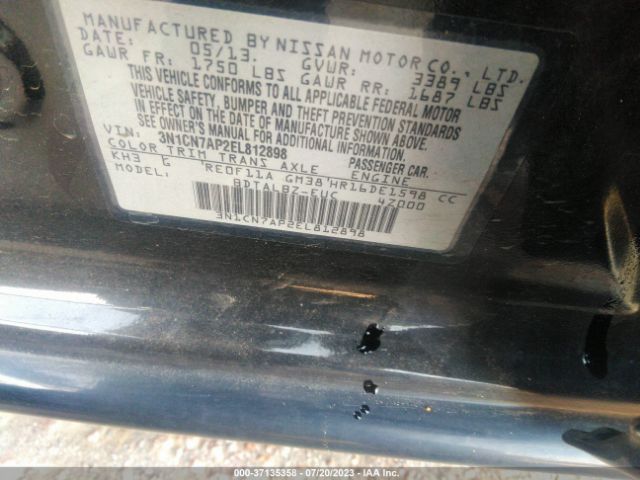3N1CN7AP2EL812898 Nissan VERSA SV