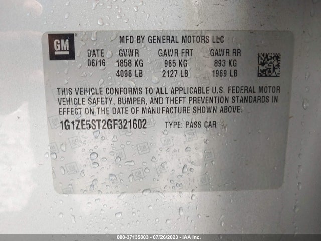 Chevrolet MALIBU LT 2016 1G1ZE5ST2GF321602 Image 9