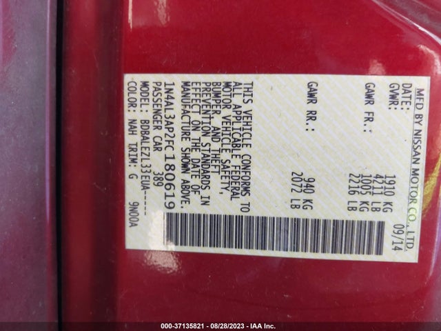 Nissan ALTIMA 2.5 2015 1N4AL3AP2FC180619 Image 11