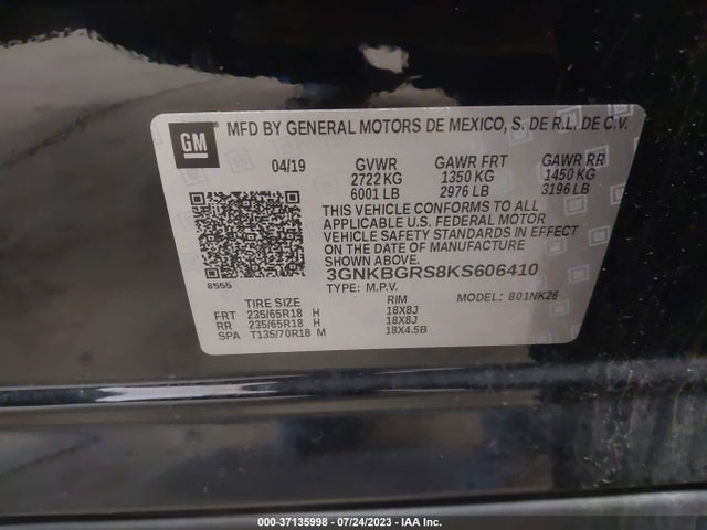 Chevrolet BLAZER 2019 3GNKBGRS8KS606410 Image 9