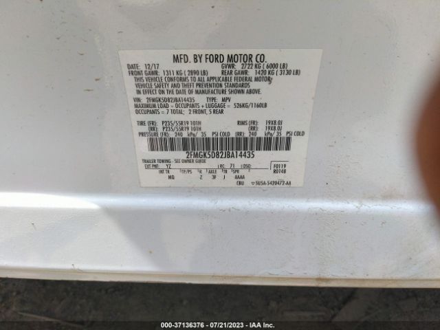 2FMGK5D82JBA14435 Ford Flex Limited