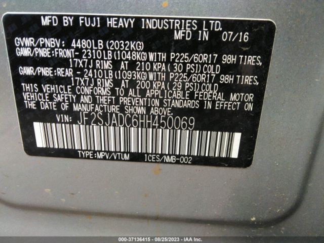 JF2SJADC6HH450069 Subaru Forester Premium