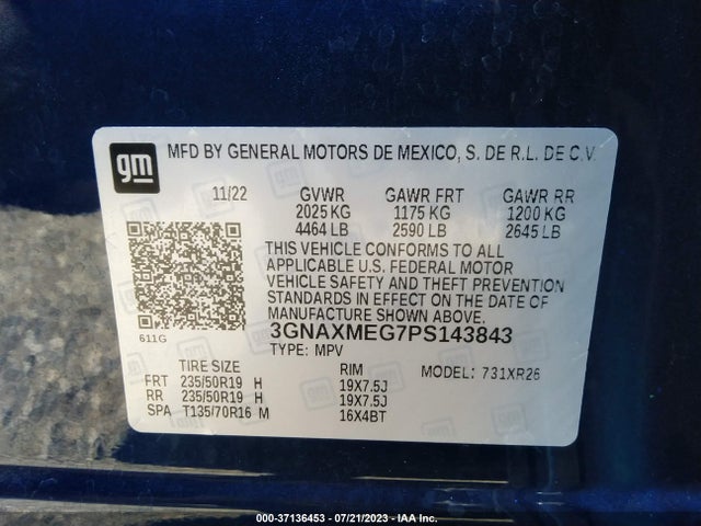 Chevrolet EQUINOX RS 2023 3GNAXMEG7PS143843 Image 9