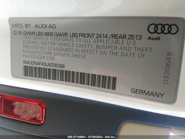 WAUDNAF40LA038388 Audi A4 PREMIUM