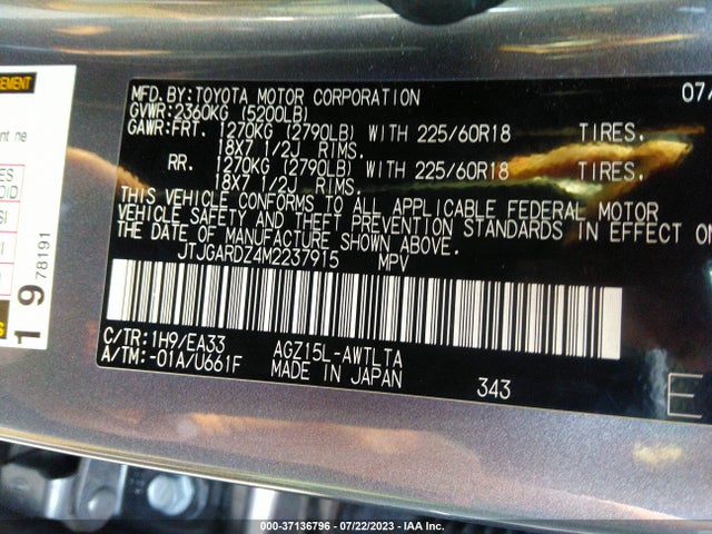 JTJGARDZ4M2237915 Lexus Nx Nx 300