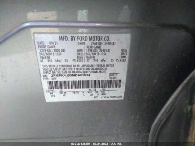 2FMPK4J95MBA65634 Ford EDGE SEL
