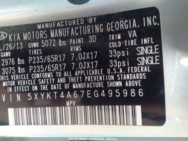 5XYKT4A67EG495986 KIA SORENTO LX