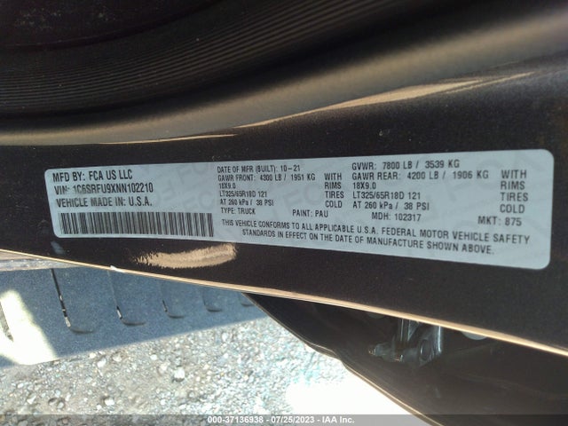 1C6SRFU9XNN102210 RAM 1500 Trx