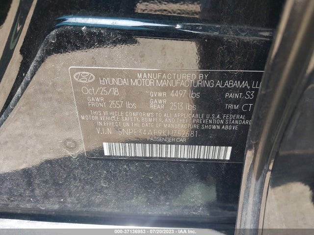 Hyundai SONATA SEL 2019 5NPE34AF9KH752681 Image 9