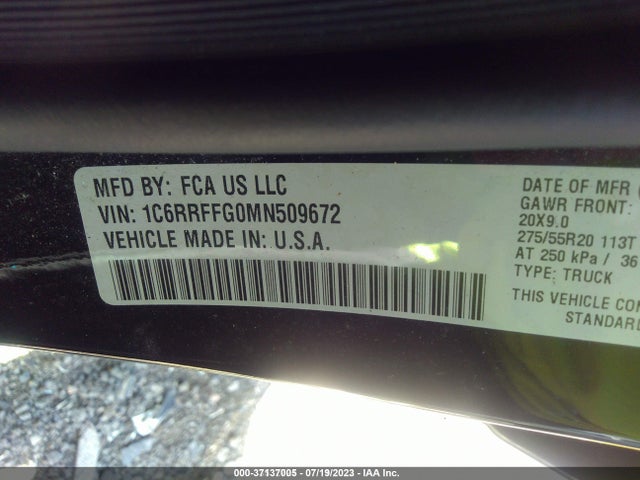 1C6RRFFG0MN509672 RAM 1500 Big Horn