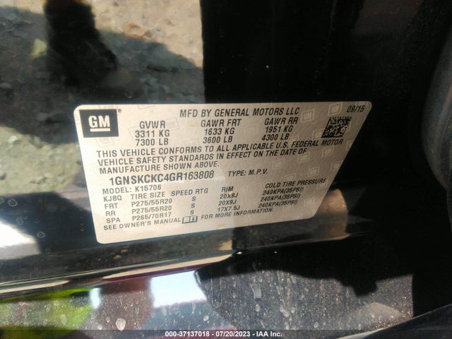 Chevrolet Tahoe Ltz 2016 1GNSKCKC4GR163808 Image 9