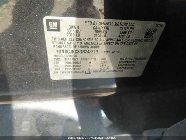 Chevrolet Suburban Ltz 2016 1GNSCJKC3GR242310 Image 9