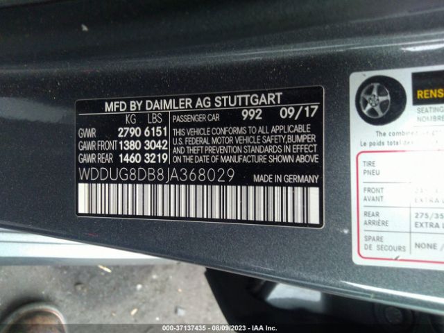 WDDUG8DB8JA368029 Mercedes-Benz S-class S 560