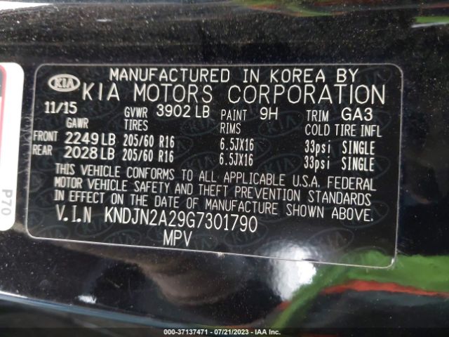KNDJN2A29G7301790 KIA Soul Base
