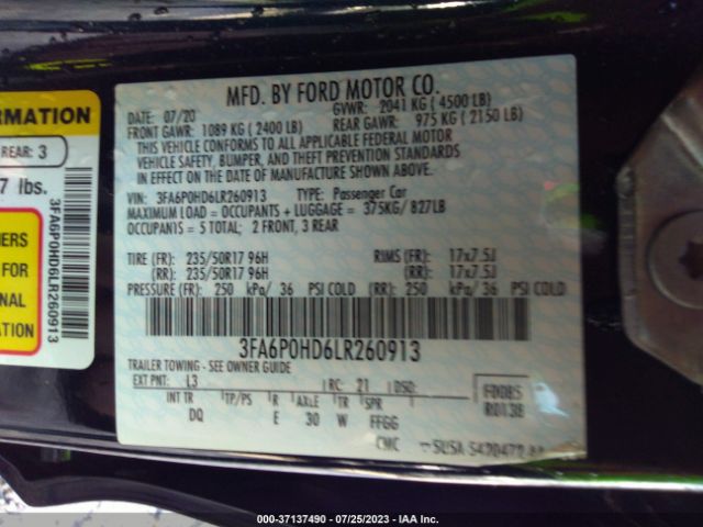 3FA6P0HD6LR260913 Ford FUSION SE