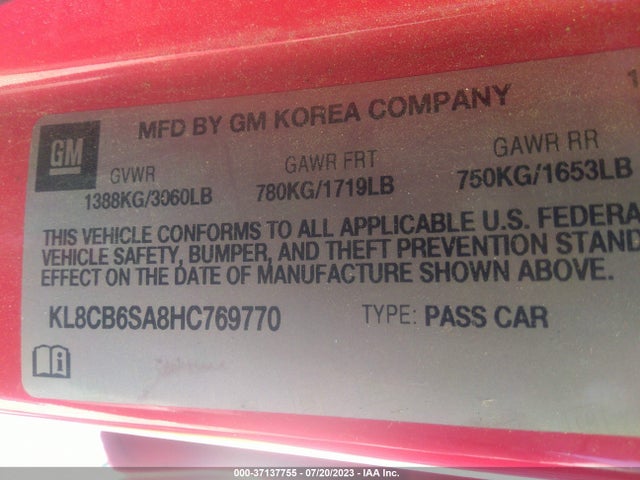 Chevrolet SPARK LS 2017 KL8CB6SA8HC769770 Image 9