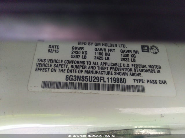 2015 Chevrolet Caprice, VIN: 6G3NS5U29FL119880