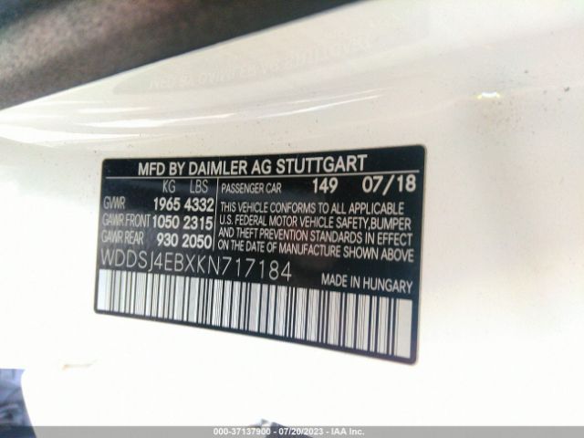WDDSJ4EBXKN717184 Mercedes-Benz Cla Cla 250
