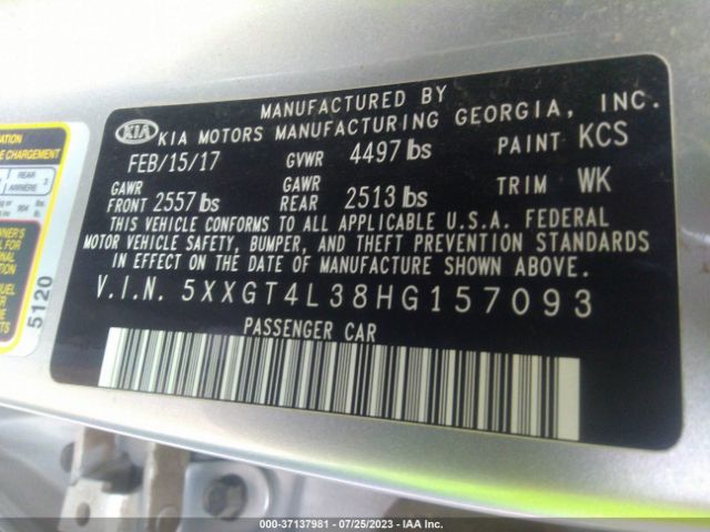 5XXGT4L38HG157093 KIA Optima Lx